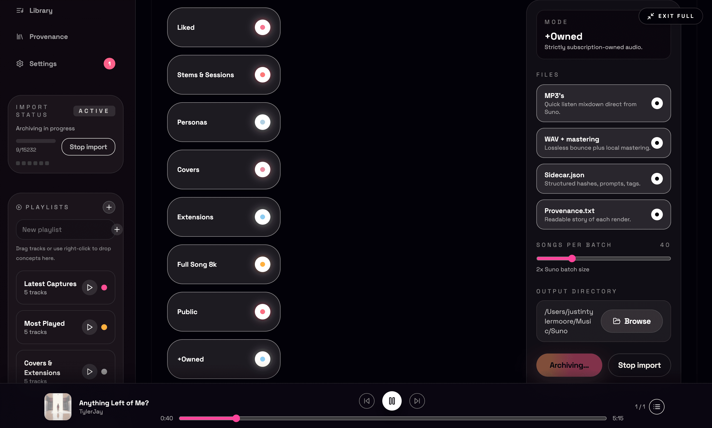 Import and queue view